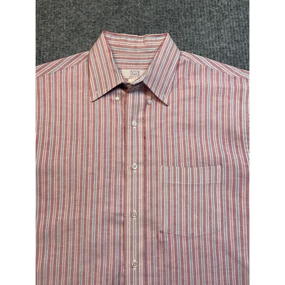Arrow Dover Dress Shirt Mens Size 16.5 Red Stripe Regular Fit Short Sleeve - Picture 4 of 8